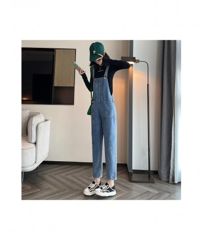 Women's denim overalls jeans autumn thin section 2023 age-reducing loose high-waisted straight tube show thin milk small man ...