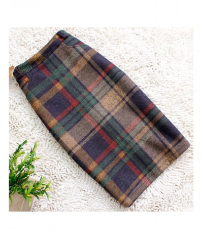 Vintage Plaid Skirt Women Elegant Package Hip Slim Winter knee-length Skirts Warm Woolen Skirt Office Lady $53.41 - Bottoms