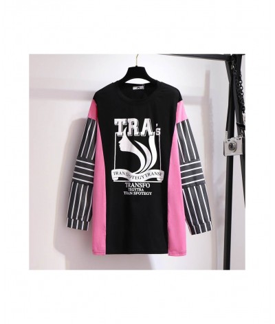 150Kg Plus Size Women's Spring Loose Pullover Retro Patchwork Long Sleeve T-Shirt Black Bust 156cm 6XL 7XL 8XL 9XL 10XL $61.8...