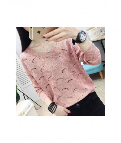 Spring And Summer Hollow Pullover Pure Color Work Shirt Fashionable Loose Thin Knit Sweater Comfortable And Versatile Pullove...