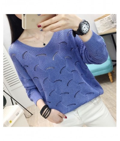 Spring And Summer Hollow Pullover Pure Color Work Shirt Fashionable Loose Thin Knit Sweater Comfortable And Versatile Pullove...