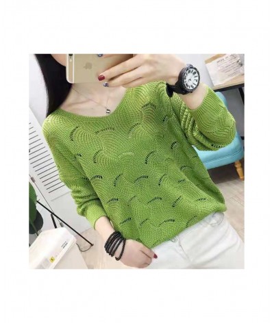 Spring And Summer Hollow Pullover Pure Color Work Shirt Fashionable Loose Thin Knit Sweater Comfortable And Versatile Pullove...