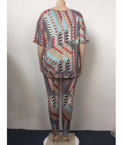 1xl-5xl Summer Plus Size Loose Casual Dot Print Women's Two Piece Women's Short Sleeve Top and Pants Set Wholesale $48.79 - P...