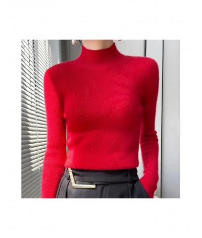 Autumn Winter Korean Fashion Femme Pullover Thick Knitted Women's Half Turtleneck sweater Long sleeve Women Warm jumper $26.7...