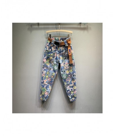 Summer Personalized Cartoon Pattern Ladies Denim Harem Pants Korean Women New High Waist Loose Fashion Comfortable Casual Jea...