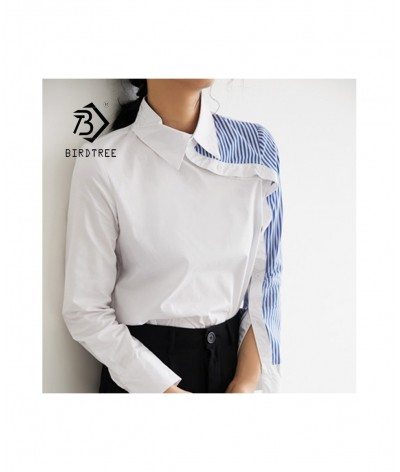 Women Turn Down Collar White Shirt Blouse Striped Patchwork Elegant Chic Korean Style Feminina Blusa T9O908F $36.88 - Blouses...