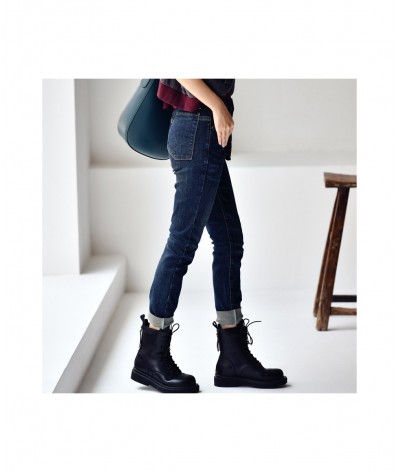 N8526C Korean version washing do old style comfortable stretch Dark blue straight jeans $83.93 - Jeans