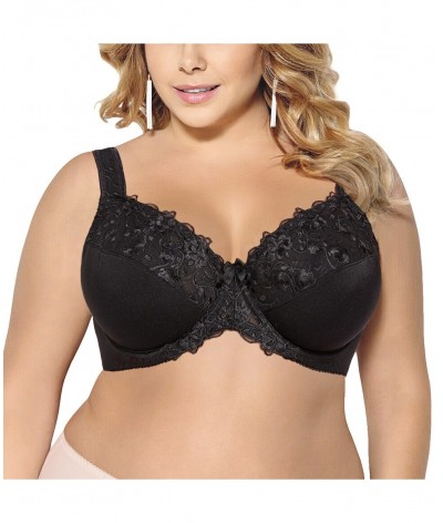 Black Big Minimizer Bras Plus Size Lace Bra Women Underwired Unlined Full Coverage Ultra Thin Adjusted-straps BH B C D E F G ...