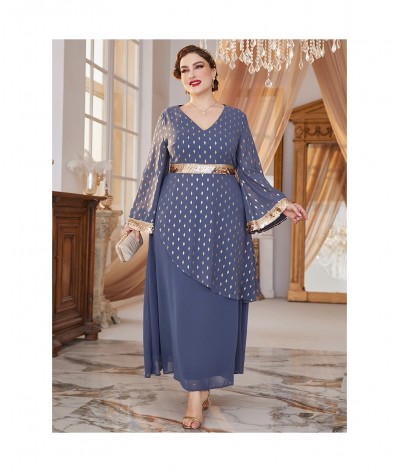 Women Plus Size Maxi Dresses Large 2022 New Luxury Designer Chic Elegant Long Sleeve Evening Party Festival Robe Clothing $81...