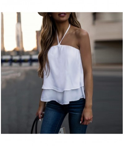 Womens O Neck Chiffon Bow tie Backless Tanks Tops and Blouse Vest $59.08 - Underwear